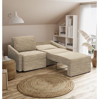 DOMO Collection Relax Couch | Dauerschläfer Boxspring Sofa mit Schlaffunktion | 2-Sitzer Schlafsofa Gästebett | 168 x 96 x 86 cm | beige-braun