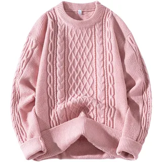 Strickpullover Herren Oversize Herrenpullover Winterpullover Langarm Pullover Herren Ohne Kapuze Rundrals Grobstrickpullover Sweater