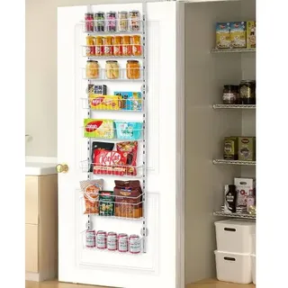 Vorratsschrank Speisekammer-organizer Aufbewahrung Über Der Tür, 8-stufige Gewürzregale Zum Aufhängen Aus Stahl, Verstellbare Lagerregale Für Die Wand, Für Zuhause Küche Badezimmer, Weiß
