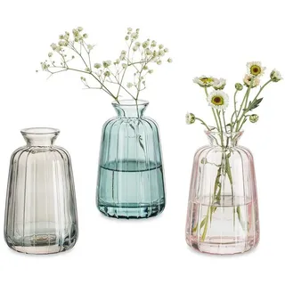 LuxusKollektion Tischvase Kleine Vasen Hochzeit Tischdeko Vintage Mini Vase Glas Blumenvase Set bunt