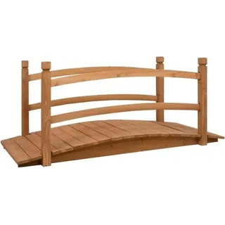 Famanu Holzbrücke - Dekorative Überbrückung - Teichdekoration - Massives Kiefernholz - 140x60x60 cm