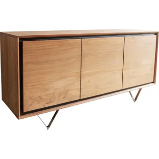 DeLife Sideboard Stonegrace 145 cm Akazie Natur 3 Türen Steinfurnier V-Fuß