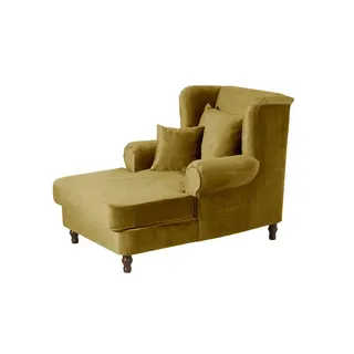 Max Winzer Ohrensessel Mareille Samt 103 x 103 x 151 cm Gelb mit 2 Zierkissen