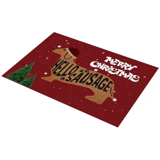 Stylebest Fußmatte „Merry Christmas Dackel“ aus Künstlicher Kokosfaser für den Außenbereich, Fußmatte „Weiner Dog Gifts“ für den Außenbereich Ihres Zuhauses, Willkommens-Fußmatte (1#-1)