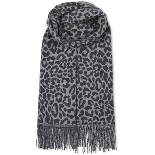 malito - Damen Modeschal - weicher XXL Viskosemix Kaschmir Schal - Winterschal Leo-Print modern & lang - Pashmina Stola Animalprint S605 - (Dunkelgrau) - Einheitsgröße