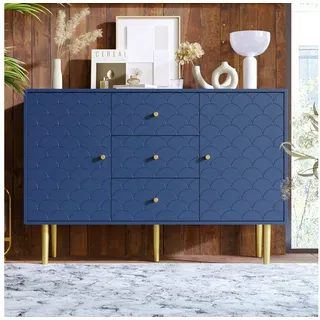 BlingBin Sideboard Kommode Wohnzimmerschrank Esszimmerschrank (1 St., mit 2 Türen und 3 Schubladen, Verstellbare Ablage), 83×120×40 cm,für Wohnzimmer Schlafzimmer, Marineblau blau