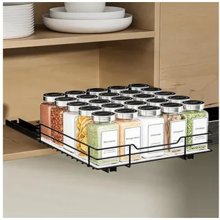 ZDDLOINP Gewürzregal Ausziehbares Gewürzregal Schwarz für Schrank Organizer, Platzsparend