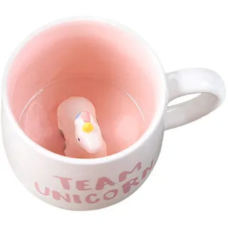 Zuzer Einhorn Tasse 3d Tier Tasse aus Keramik,Lustige Einhorn Kaffeetassen 400ml Kaffee Becher Geschenke für Mädchen Frauen Freundin