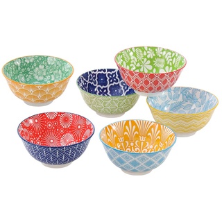 Müslischalen Suppenschalen Porzellan Müsli Schüssel - Keramik Schalen Set 700 ml - 6 Stück Schale Bunt für Muesli | Salat | Suppe | Cornflakes | Frühstück - Mikrowellen und Spülmaschinenfest - 15.7 cm