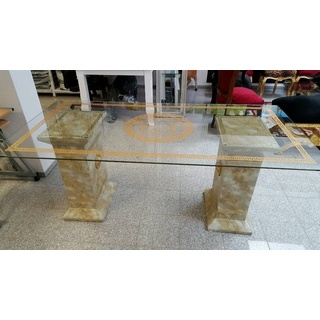 Schatzkiste1 Esstisch Esstisch Glastisch, Säulentisch, Designertisch Wohnzimmertisch (esstisch, 2 Säulen+ Tischplatte aus Glas), 100% Handgefertigt