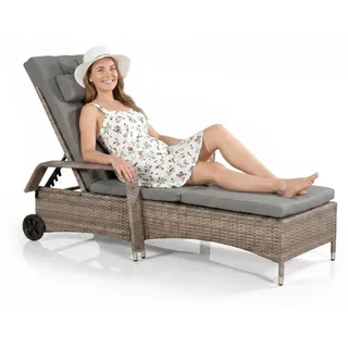 Mucola Sonnenliege Rattan Gartenliege Rattanmöbel Terrassen Liege Balkon Saunaliege Bäderliege Relaxliege Strandliege - Grau - Grau