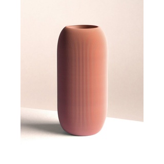 Dennismaass. Dekovase PILLE, Vase, H 20cm, 3D-Druck, wundervolle Rillen-Optik, Kunststoff 3D-Druck rot