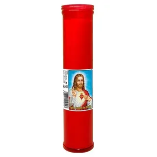 DRW Packung mit 12 roten Kerzen, Heiliges Herz Jesus, 27 cm, liturgischer Votivkerzen, Friedhof und Kirchen