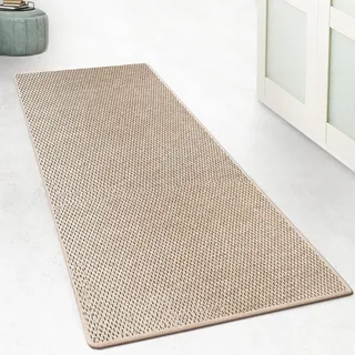 casa pura Küchenteppich Läufer 200x100cm für Küche, Flur, Schlaffzimmer & Wohnzimmer Bettvorleger rutschfest & waschbar in Sisal Optik - Flurteppich - Teppichläufer Meterware nach Maß Beige Kalkutta
