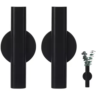 Selbstklebende Wand-Blumenröhre, Metall-Blumenhalter, hängende Dekoration, klebrige Vase, minimalistische Wandmontage, offene Vase für Blumenarrangements (Schwarz, Groß)