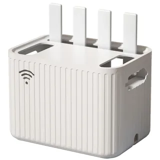 Verstecken Kabelbox WLAN Steckdosen Router Kasten mit Belüftung und Kabelschlitz Signalfreundlich Router Schrank Wandbehang Kabel Organizer Büro Zuhause Set-Top-Box Kabelversteck Staubschutz(Weiß)