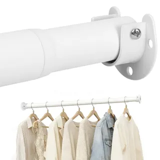 NUTKIT Kleiderstange Ausziehbar, 32mm Garderobenstange, 43–107cm Verstellbare Teleskopstange Kleiderstangen, Teleskop Kleiderstange Wandmontage für Garderoben Schrank und Kleiderschrank(Weiß)