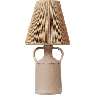 Tischlampe Taupe Keramik Vasenform 51 Cm Papierschirm Trommelform Kabel Mit Schalter Handgefertigt Boho Schlaf- U. Wohnzimmer Beleuchtung