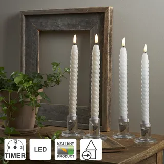 Star Trading LED Kerzen mit Timerfunktion | LED Stabkerzen Beige | LED Kerzen flackernde Flamme | LED Kerze mit Timer | Kerzen Deko | Stabkerzen gedreht | Kerzen Set 4er | Deko Kerzen | Stabkerzen LED