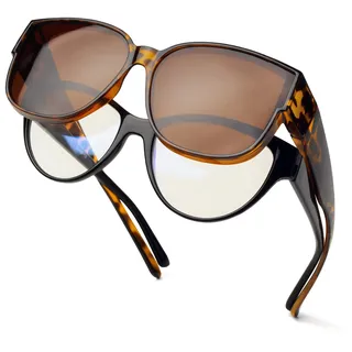 Face Shadow Polarisiert Überzieh Sonnenbrille über Normale Brille UV400 | Übergroß Überbrille für Brillenträger, für Damen Herren, Ultra Leicht für Fahren, Radfahren, Sport und Freizeit - 143.0 Millimeter