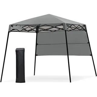 COSTWAY Pavillon 2x2 m, Faltpavillon Höhenverstellbar, Wasserdicht & Sonnenschutz Partyzelt Gartenzelt mit Tasche, Gartenpavillon für Outdoor, Garten, Party, Camping, Barbecue (Grau)