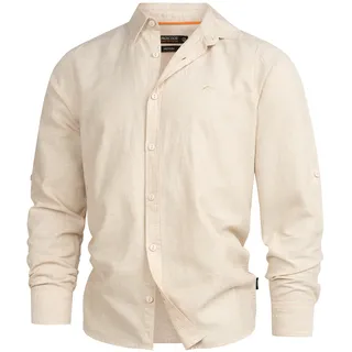 Indicode Herren INTheon Langarmhemd aus hochwertigem Leinen-Baumwollmix | Klassisches Herrenhemd im zeitlosem Design, Outdoorhemd, Freizeithemd, Langarmhemd, Baumwollhemd, Casualhemd für Männer - S