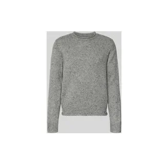 Regular Fit Strickpullover mit Woll-Anteil Modell 'Donegal Jumper', Mittelgrau, L