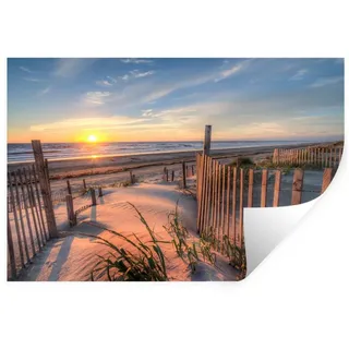 MuchoWow Wandsticker Strand - Meer - Düne - Sonnenuntergang - Landschaft (1 St), Wanddeko, Aufkleber, Wandtattoo, 120x80 cm bunt 120 cm x 80 cm x 0.1 cm
