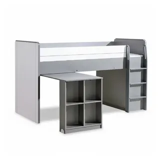 Xlmoebel Kinderbett Hochbett mit Schreibtisch und Schrank für Kinderzimmer Sofort (Hochbett mit Schreibtisch, Hochbett mit Schreibtisch), Hergestellt in Europa grau