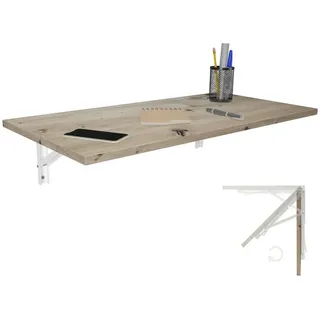 KDR Produktgestaltung Klapptisch 80x40 Wandklapptisch Esstisch Küchentisch Schreibtisch Wand Tisch, Eiche astig weiß