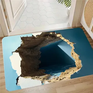JUXDZISHW Moderner Kuscheliger Wohnzimmer Teppich Kurzflor 3D Illusion Teppich Optischer TäUschung Bodenmatte Wirbel Muster Wohnzimmer rutschfest Fußmatten Vielseitige Wohnaccessoires,S,50 * 80