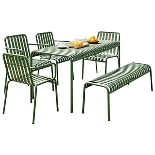 【HYZL1233-120cm】Outdoor Essgruppe Tisch und Stuhlkombination Set aus Eisen garten Tisch und Stuhlset für den Außenbereich Dunkelgrün