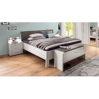 Komfort-Doppelbett weiß mit braunem Kopfteil 180x220 cm - Castelli