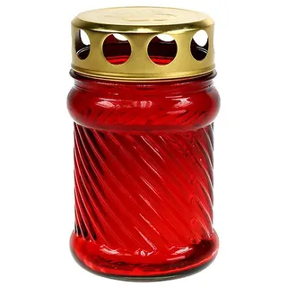 Florists Products Grabkerze Grablicht aus Glas mit Deckel für Gedenkmomente und rot