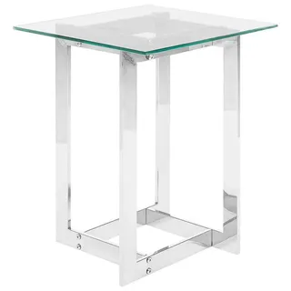 Beliani Beistelltisch, Silber, Transparent, Glas, Quadratisch, 40x52x40 cm, Wohnzimmer, Wohnzimmertische, Beistelltische
