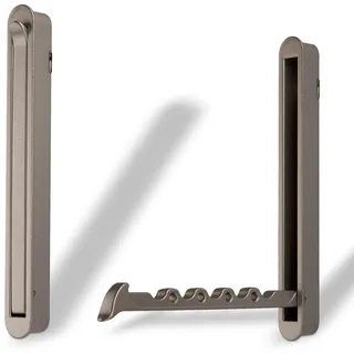 2er Set Klapphaken ELBA moderner Garderobenhaken Kleiderlüfter Kleiderhaken klappbar zum Einlassen / 140 x 16/128 mm/Edelstahl-Optik Einlasshaken von SO-TECH®
