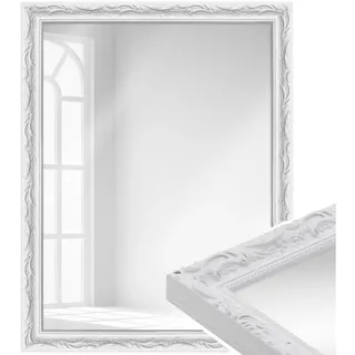 WANDStyle Wandspiegel H530, Vintage Spiegel Weiß 45x55 cm, Wandspiegel, Ganzkörperspiegel Groß weiß 45 cm x 55 cm