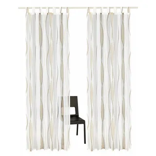 MY HOME Gardine DIMONA, Schlaufen (2 St), transparent, Voile, 2-er Set, Voile, Polyester, Wellen weiß 140 cm x 225 cm