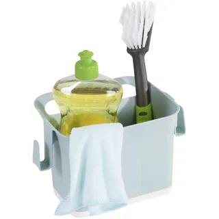 axentia Caddy Ordnungshelfer Spüle Spülbecken-Organizer für die Küche, Kunststoff, grau/weiß, ca. 22 x 13 x 14 cm