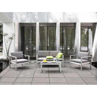 Gartensofa Aluminium 2-Sitzer Auflagen hellgrau SALERNO