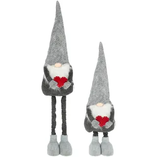 itsisa Wichtel mit Teleskopbeinen, grau H: 65-80 cm - Weihnachts Deko, Weihnachtswichtel, Winterdeko, Weihnachtsdeko
