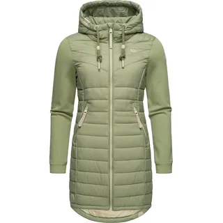 Ragwear Steppmantel Lucinda Long II Mantel aus modernem Materialmix mit Kapuze grün S (36)