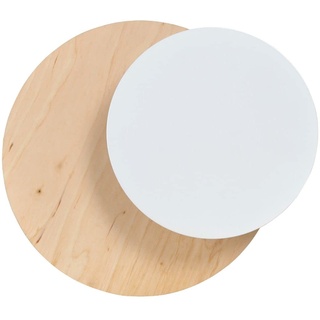 Licht-Erlebnisse Dekorative Wandlampe Holz Metall Natur Weiß G9 rund indirekte Beleuchtung Wandleuchte Wohnzimmer Flur