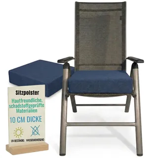 Pillows24 – 2X Sitzkissen 40x40 cm 10 cm Dick | Schaum Stuhlkissen waschbar Bezug | Wasserabweisend & UV-beständig | Outdoor Sitzkissen Stuhl, Sitzerhöhung Stuhl für Garten & Balkon | Blau