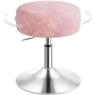 WOLTU Schminktisch Hocker, Schminkstuhl, Barhocker Rund, Höhenverstellbar, 360° Drehbar mit Verdickter Polsterung, Samt Bequemstuhl für Schminktisch, Schlafzimmer, Esszimmer, Rosa
