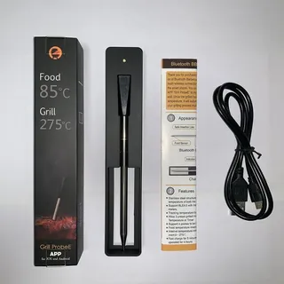 Wiederaufladbares Usb-grillthermometer Mit App, Mini-funk-bluetooth-grillthermometer Mit Edelstahlsonde.
