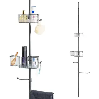 bremermann Teleskop-Badregal,, Grau, Metall, 34.5x290x34.5 cm, Badezimmer, Baden & Duschen, Duschablagen