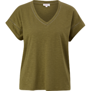 s.Oliver - T-Shirt mit Zierborte, Damen, Grün, 38