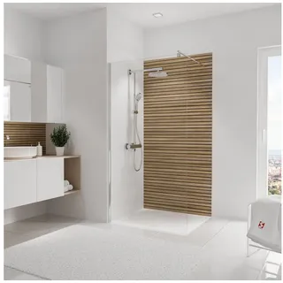Schulte Badrückwand DecoDesign Dekor, (1-tlg), 100x255 cm, Lärche Japandi, Wandverkleidung, Duschrückwand beige 100 cm x 255 cm