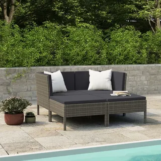 vidaXL Polyrattan Lounge Set 4-tlg. grau 3056968